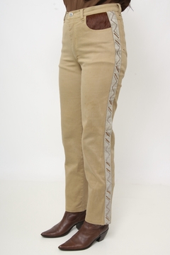 Calça jeans western bolso recorte couro na internet