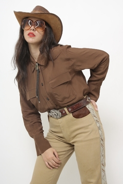 Camisa marrom clássica western na internet