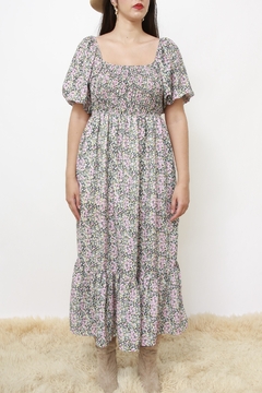 Vestido flora midi manga bufante forrado - comprar online