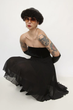 Vestido LE LIS BLANC seda veludo