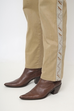 Calça jeans western bolso recorte couro - loja online