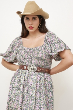 Vestido flora midi manga bufante forrado - comprar online