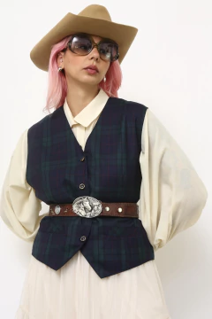 Colete xadrez verde vintage na internet