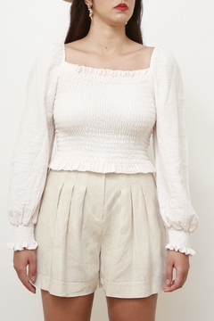 Blusa manga princesa estilo linho - loja online