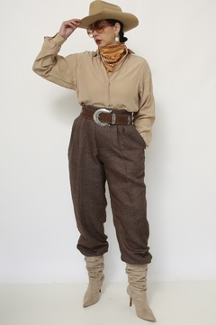 Calça cintura alta marrom vintage - comprar online