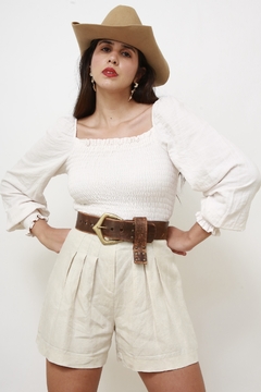 Blusa manga princesa estilo linho na internet