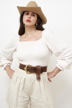 Blusa manga princesa estilo linho - comprar online