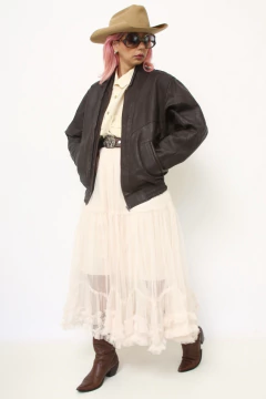 Jaqueta couro bomber marrom