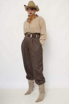 Calça cintura alta marrom vintage - Capichó Brechó