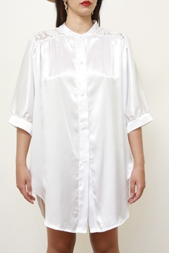 maxi camisa sleep acetinada renda - comprar online