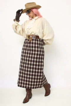 Imagem do Saia xadrez vintage midi preta marrom