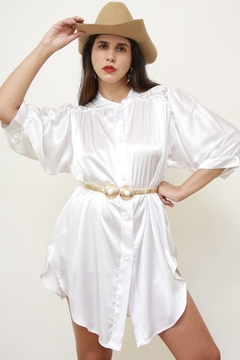 maxi camisa sleep acetinada renda