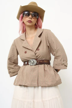 Blusa xadrez peplum vintage