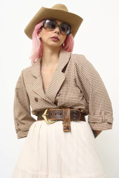 Blusa xadrez peplum vintage - Capichó Brechó