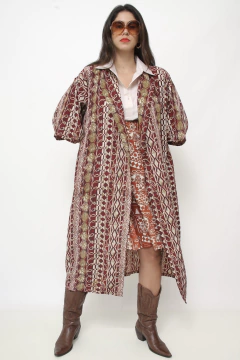 Máxi kimono estampado vinho - comprar online