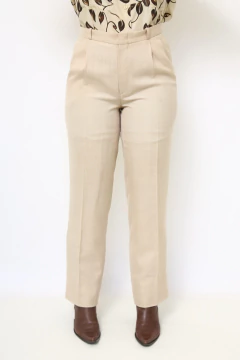 Calça bege cintura alta vintage - comprar online