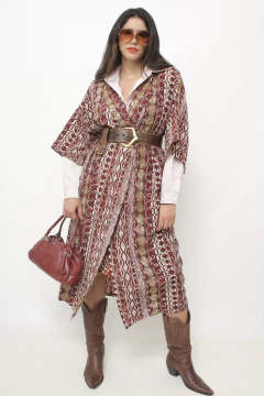 Máxi kimono estampado vinho