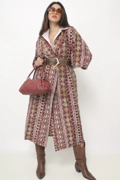 Máxi kimono estampado vinho - Capichó Brechó