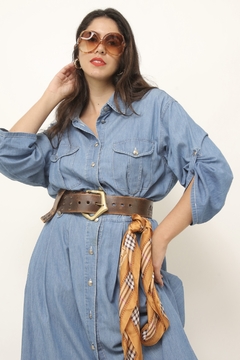 Vestido jeans midi western - loja online