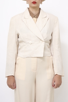 Blazer cropped linho cru - loja online