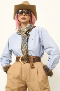 Lenço bege com verde estampado 1880 - comprar online