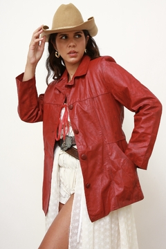 Jaqueta couro vermelha marmore preto 70´s MERCATTO - comprar online