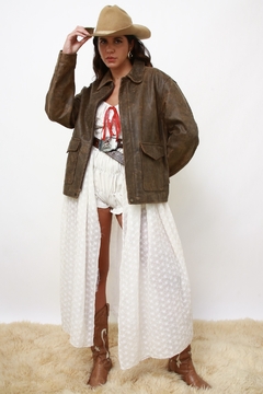 Jaqueta couro marrom estonada WESTED LEATHER E CO - loja online