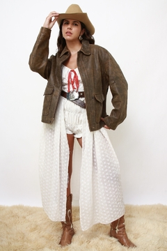 Jaqueta couro marrom estonada WESTED LEATHER E CO - loja online