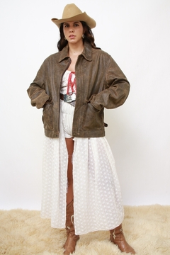 Jaqueta couro marrom estonada WESTED LEATHER E CO - comprar online