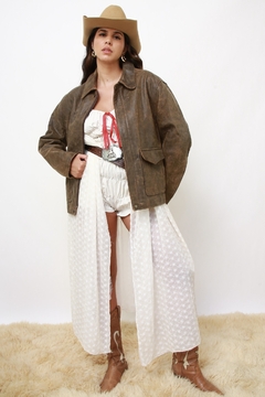 Jaqueta couro marrom estonada WESTED LEATHER E CO - comprar online