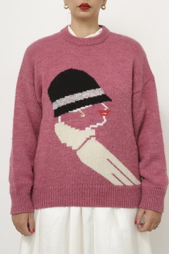 Pulover rosa vintage boneca