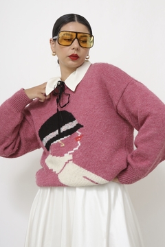 Pulover rosa vintage boneca