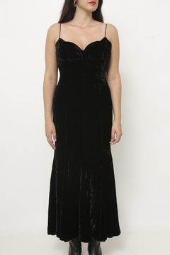 Vestido veludo verde musgo forrado - loja online