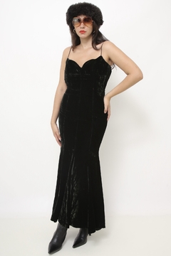 Vestido veludo verde musgo forrado - comprar online