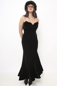 Vestido veludo verde musgo forrado - comprar online