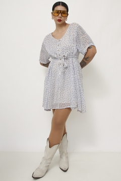 Vestido flores azul levinho - loja online
