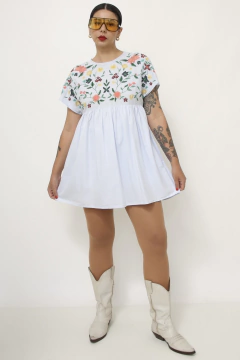 Vestido macaquinho jeans bordado zara na internet