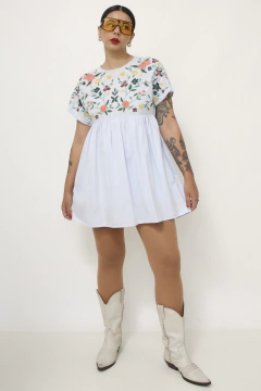 Vestido macaquinho jeans bordado zara