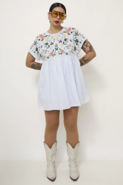 Vestido macaquinho jeans bordado zara na internet