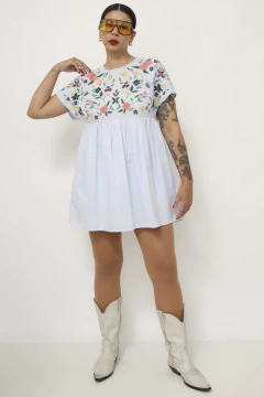 Vestido macaquinho jeans bordado zara