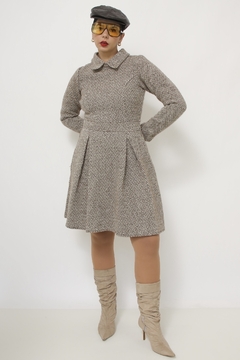 Vestido lã forrada vintage