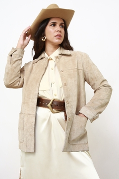 Camisa couro camurça bege western - comprar online