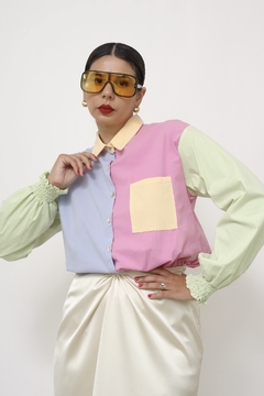 Camisa color manga bufante