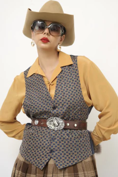 Colete 100% seda CKAKS azul estampado