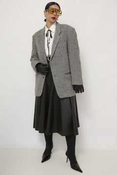 Blazer xadrez WOOL COLLECTION cinza - Capichó Brechó