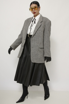 Blazer xadrez WOOL COLLECTION cinza