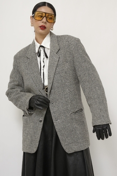 Blazer xadrez WOOL COLLECTION cinza - comprar online