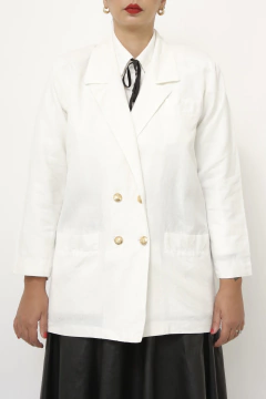 Blazer linho branco ombreira vintage - comprar online