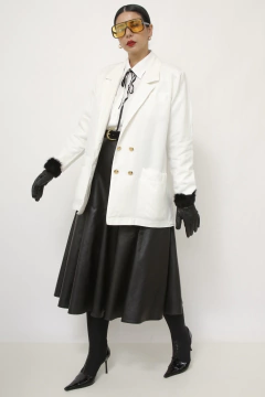 Blazer linho branco ombreira vintage