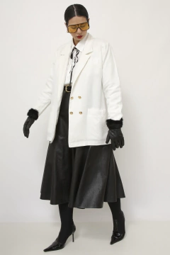 Blazer linho branco ombreira vintage - comprar online